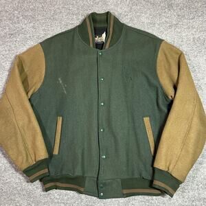 Vintage Auburn Sportswear Varsity Jacket Mens Large Green Wool Snap USA 80s